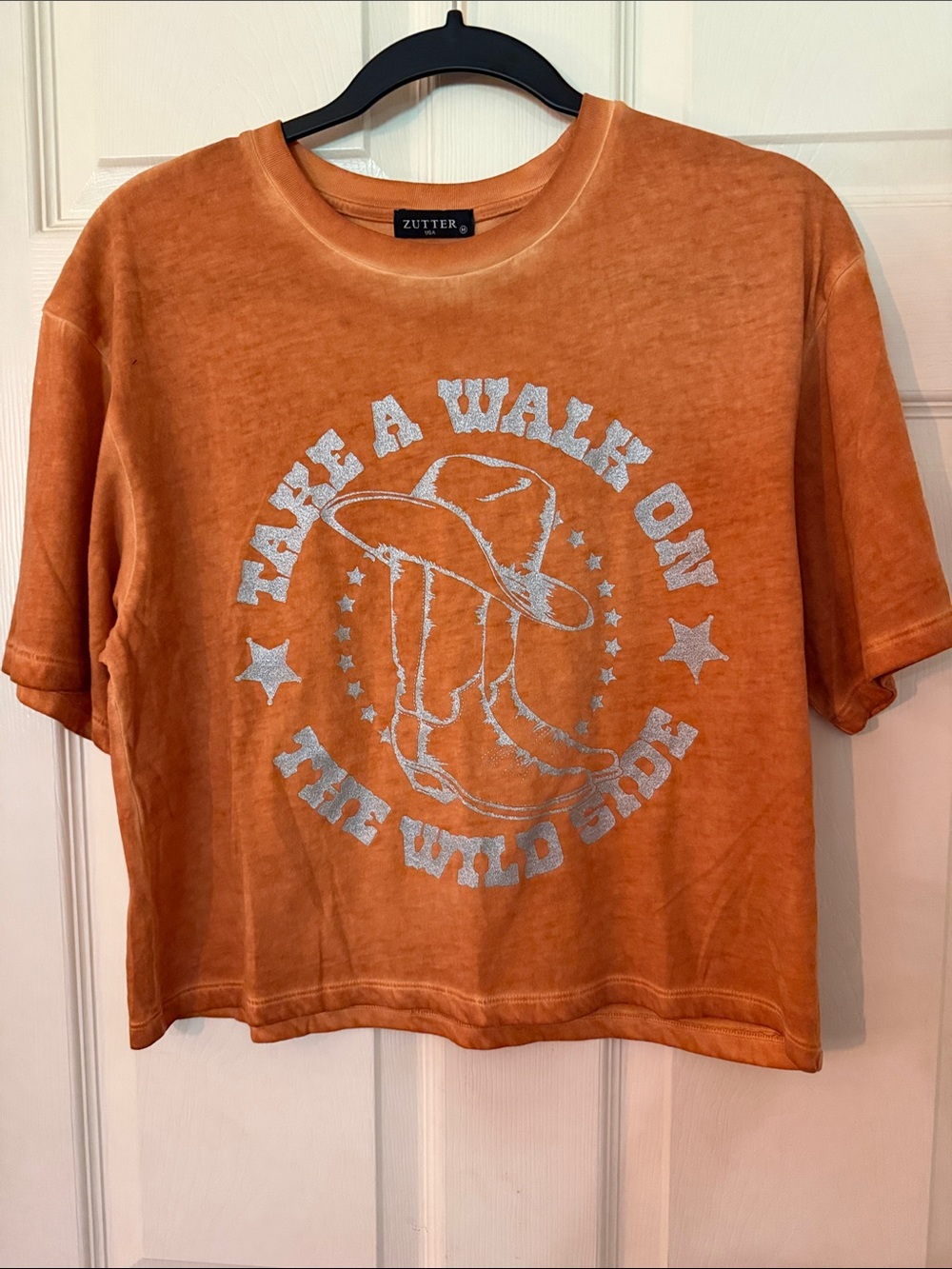 Zutter Women's Burnt Orange Graphic S/S Tee - Take a Walk On The Wild Side